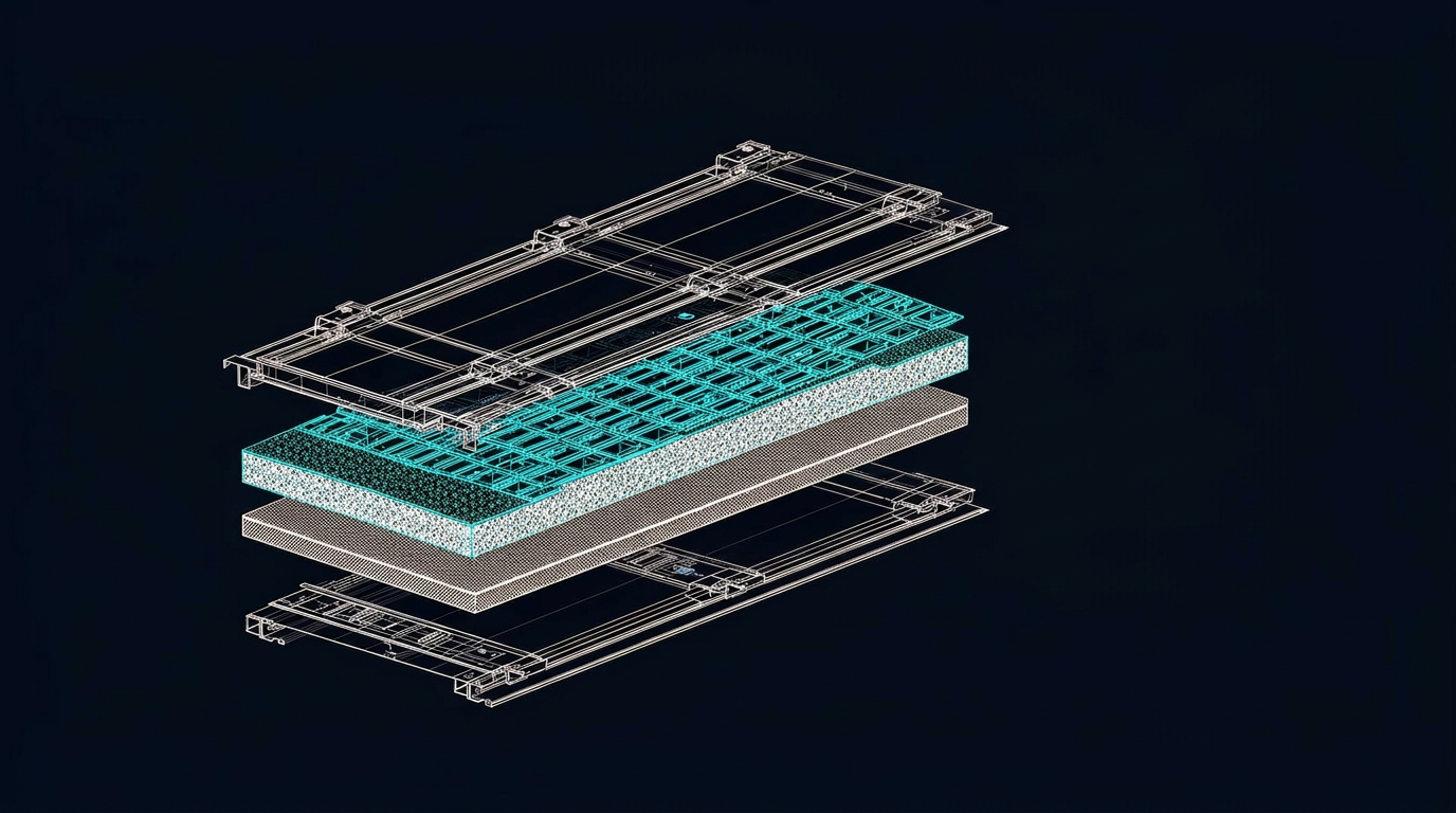 Composite Chobham armor cutaway blueprint