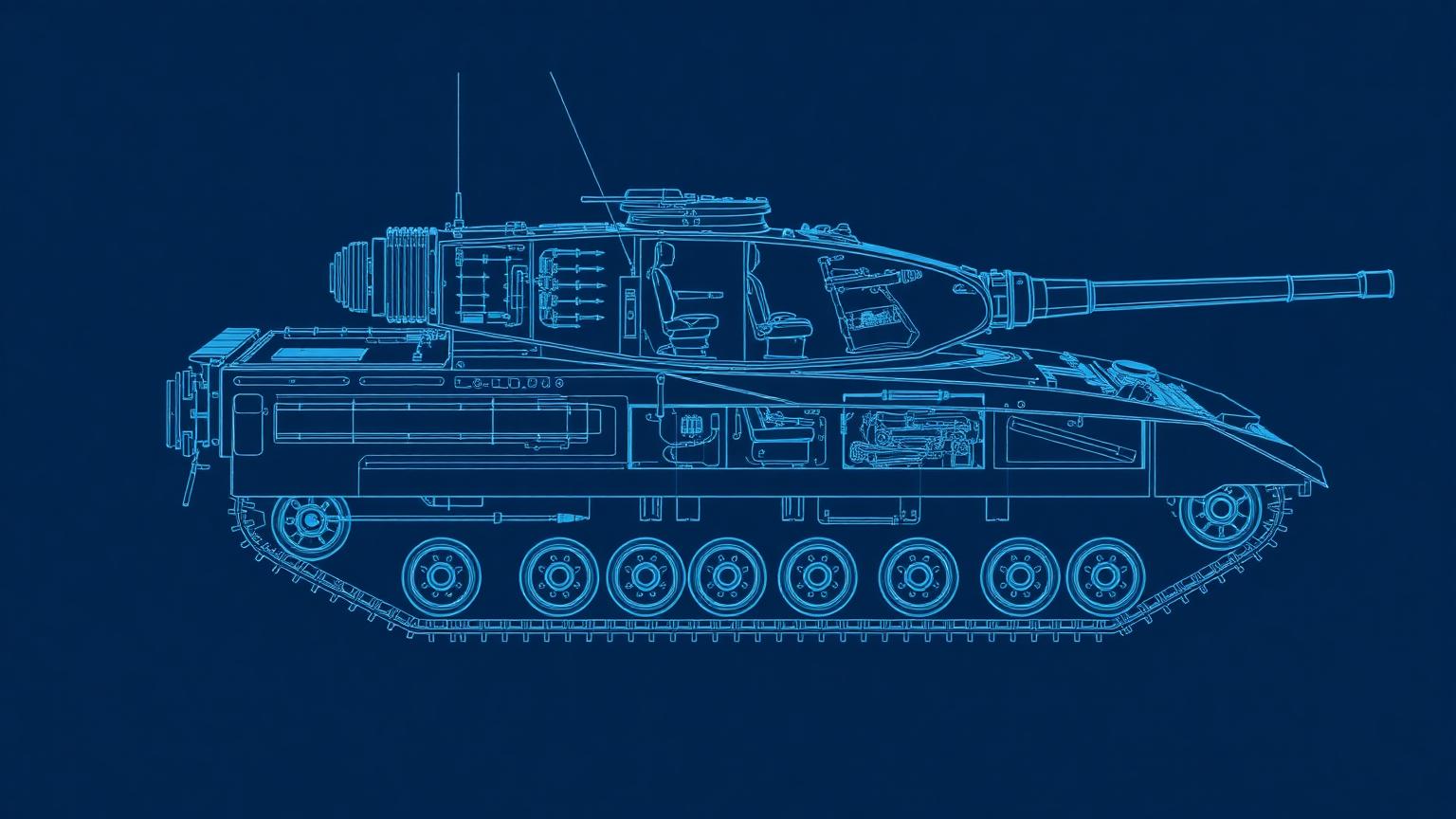 Cutaway of a main battle tank showing crew positions